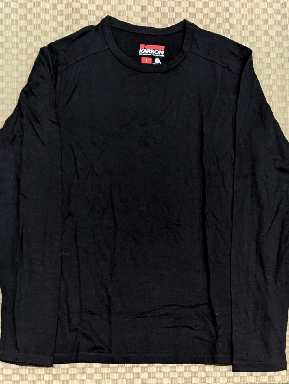 Karbon 100% Merino Wool Long Sleeve T-shirt Black Mens Size Small Made in Canada